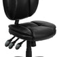 Flash Furniture Mid-Back Black Leather Multi-Functional Ergonomic Swivel Task Chair | Office Chairs | Modishstore
