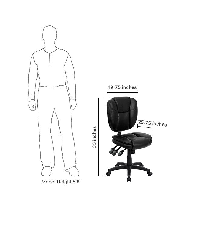 Flash Furniture Mid-Back Black Leather Multi-Functional Ergonomic Swivel Task Chair | Office Chairs | Modishstore-5