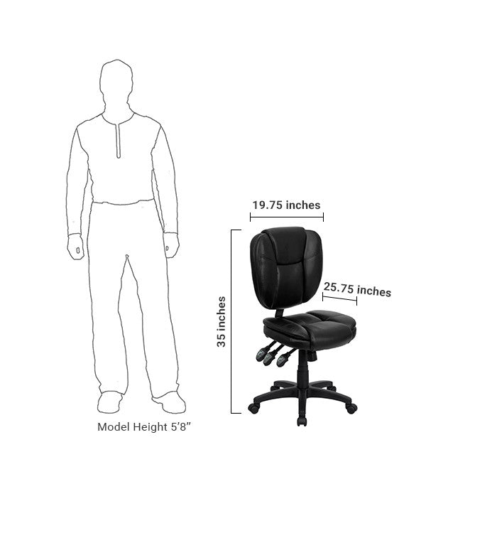 Flash Furniture Mid-Back Black Leather Multi-Functional Ergonomic Swivel Task Chair | Office Chairs | Modishstore - 5