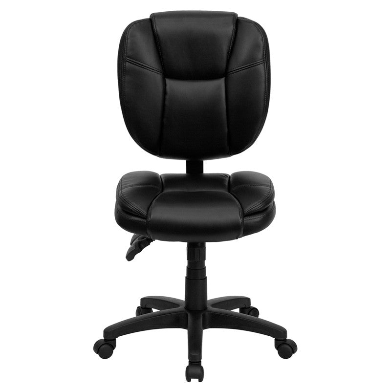 Flash Furniture Mid-Back Black Leather Multi-Functional Ergonomic Swivel Task Chair | Office Chairs | Modishstore - 2