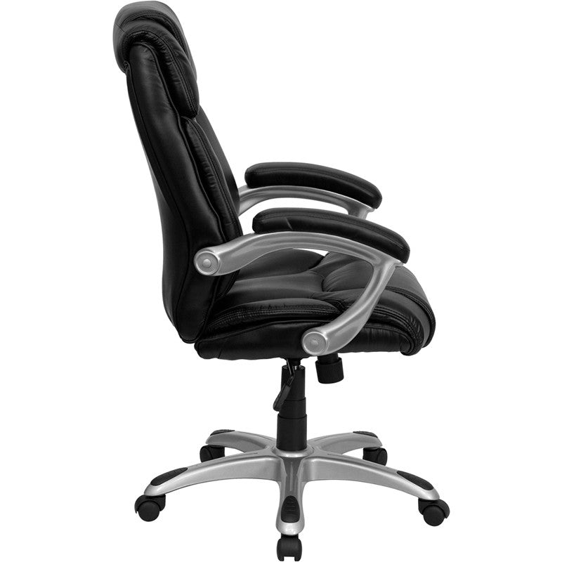Flash Furniture GO-931H-BK-GG High Back Black Leather Executive Swivel Office Chair | Office Chairs | Modishstore - 4