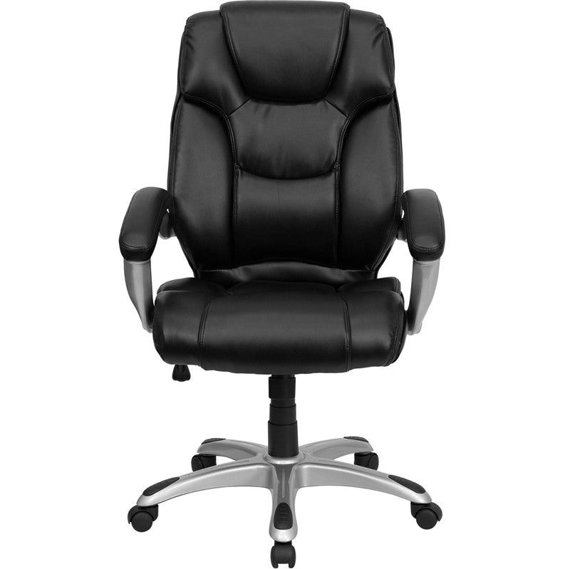Flash Furniture GO-931H-BK-GG High Back Black Leather Executive Swivel Office Chair | Office Chairs | Modishstore - 2
