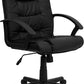 Flash Furniture GO-937M-BK-LEA-GG Mid-Back Black Leather Swivel Task Chair with Arms | Office Chairs | Modishstore - 1
