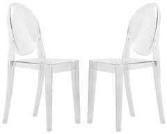 LeisureMod Marion Transparent Acrylic Modern Chair, Set of 2
