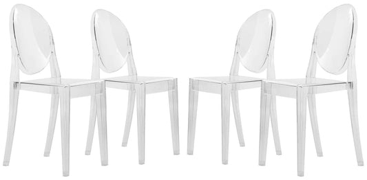 LeisureMod Marion Transparent Acrylic Modern Chair, Set of 4 | Dining Chairs | Modishstore