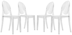 LeisureMod Marion Transparent Acrylic Modern Chair, Set of 4