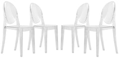 LeisureMod Marion Transparent Acrylic Modern Chair, Set of 4
