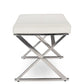 baxton studio herald modern and contemporary stainless steel and white faux leather upholstered rectangle bench | Modish Furniture Store-4