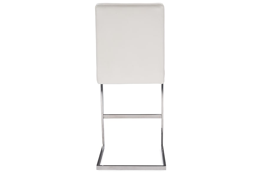 baxton studio toulan modern and contemporary white faux leather upholstered stainless steel barstool set of 2 | Modish Furniture Store-6