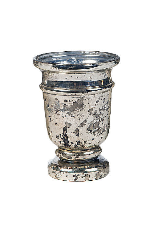 Vagabond Vintage Pedestal Candle Holder in Silver Finish - Set of 6 | Modishstore | Candle Holders-2