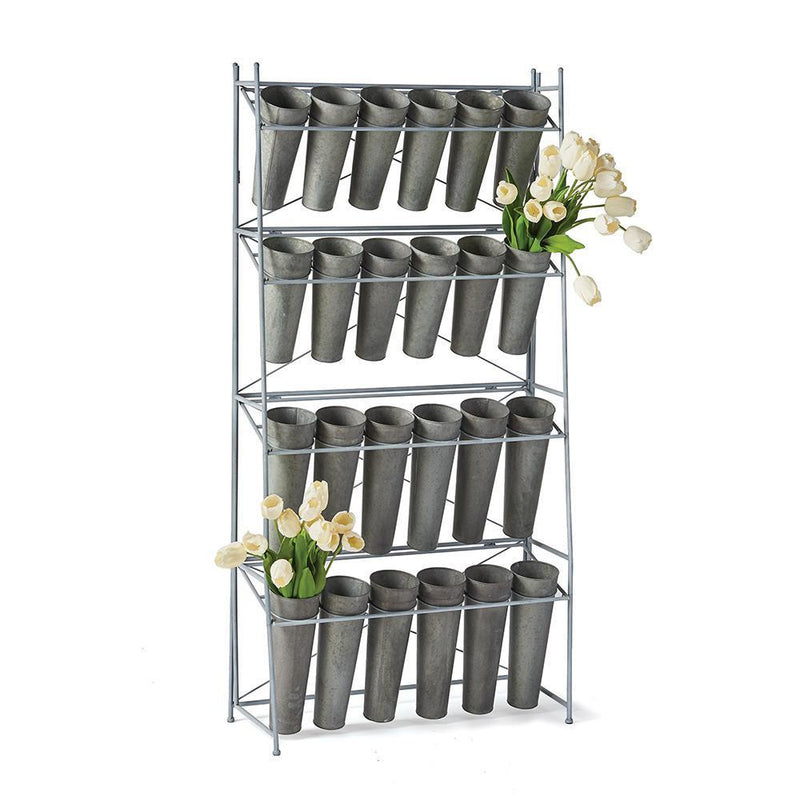 Galvanized 24-Bucket Floral Display Stand by Napa Home & Garden | Outdoor Planters, Troughs & Cachepots | Modishstore