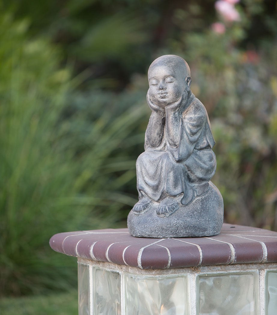 Garden Age Supply Shaolin Monk sitting on stone | Garden Sculptures & Statues | 46547 |  Modishstore  - 2