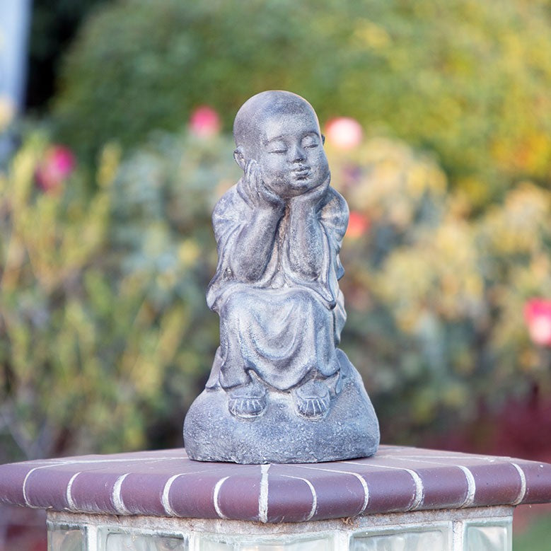 Garden Age Supply Shaolin Monk sitting on stone | Garden Sculptures & Statues | 46547 |  Modishstore 