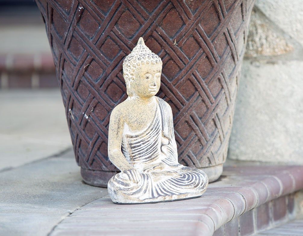 Garden Age Supply Small Rustic Sitting Thai Buddha Set Of 2 | Sculptures | 46605 |  Modishstore  - 2