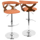 Gardenia Mid-Century Modern Adjustable Barstool with Swivel in Chrome, Walnut Wood and Orange Fabric By LumiSource - Set of 2 | Bar Stools | Modishstore - 7