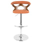 Gardenia Mid-Century Modern Adjustable Barstool with Swivel in Chrome, Walnut Wood and Orange Fabric By LumiSource - Set of 2 | Bar Stools | Modishstore - 4