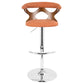 Gardenia Mid-Century Modern Adjustable Barstool with Swivel in Chrome, Walnut Wood and Orange Fabric By LumiSource - Set of 2 | Bar Stools | Modishstore - 4