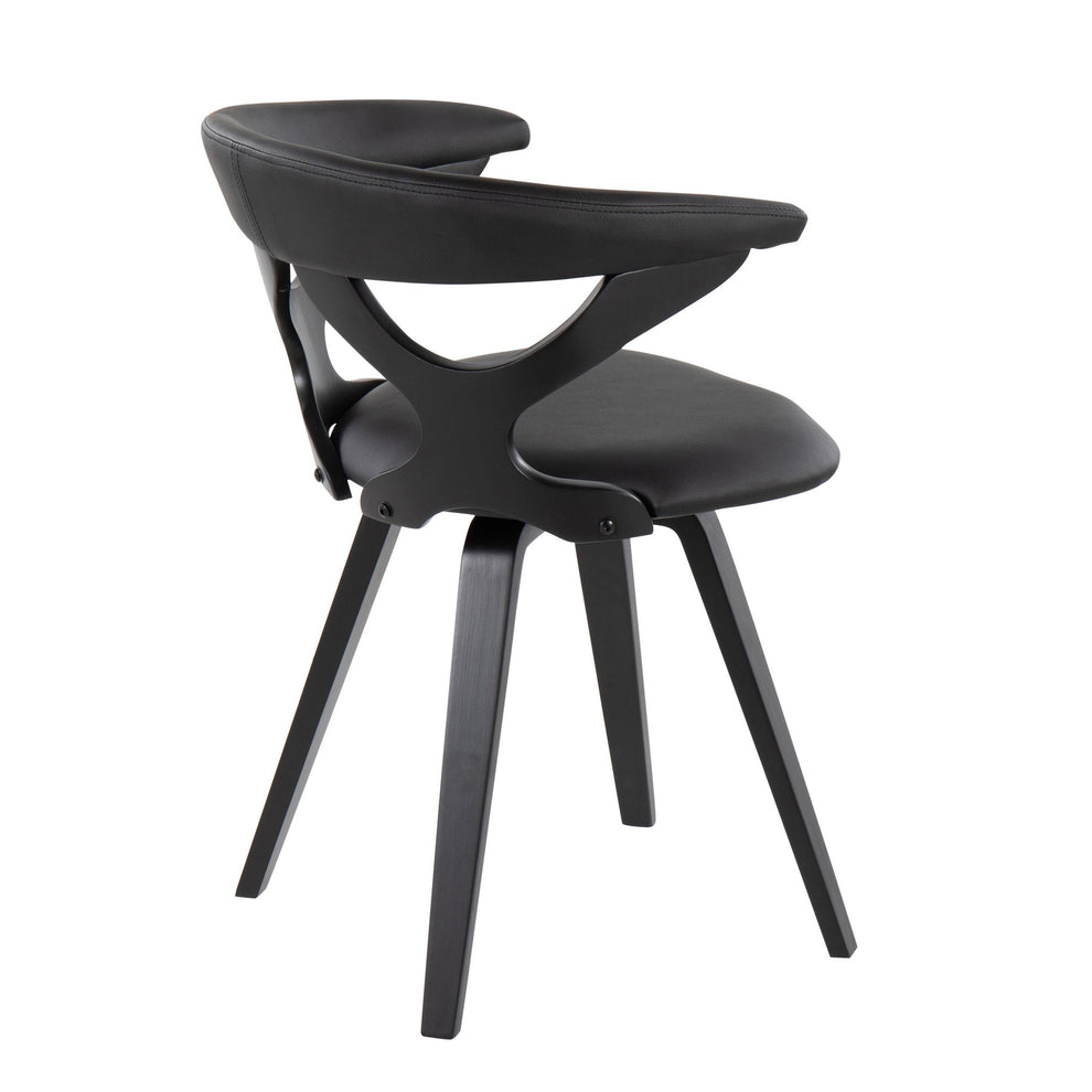 Gardenia Contemporary Dining/Accent Chair with Swivel in Black Wood and Black Faux Leather By LumiSource | Dining Chairs | Modishstore - 5