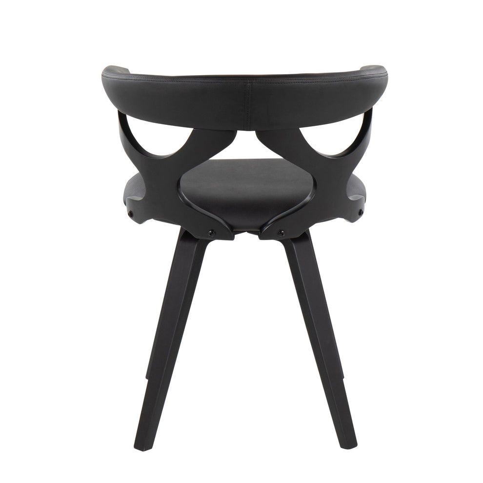 Gardenia Contemporary Dining/Accent Chair with Swivel in Black Wood and Black Faux Leather By LumiSource | Dining Chairs | Modishstore - 6