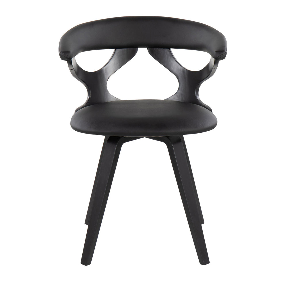 Gardenia Contemporary Dining/Accent Chair with Swivel in Black Wood and Black Faux Leather By LumiSource | Dining Chairs | Modishstore - 7