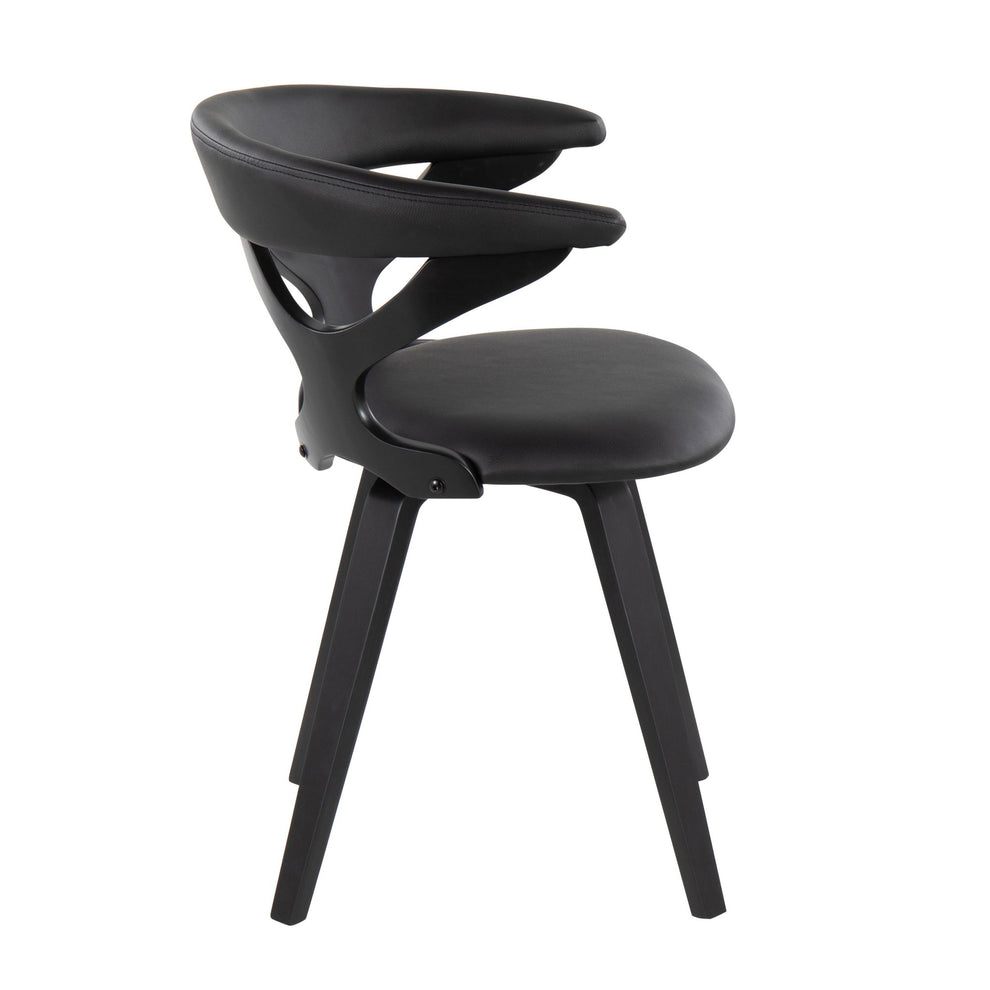 Gardenia Contemporary Dining/Accent Chair with Swivel in Black Wood and Black Faux Leather By LumiSource | Dining Chairs | Modishstore - 4