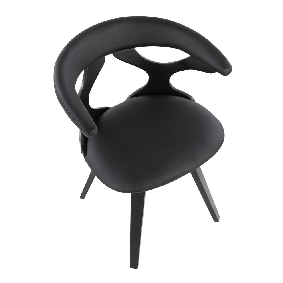 Gardenia Contemporary Dining/Accent Chair with Swivel in Black Wood and Black Faux Leather By LumiSource | Dining Chairs | Modishstore - 2