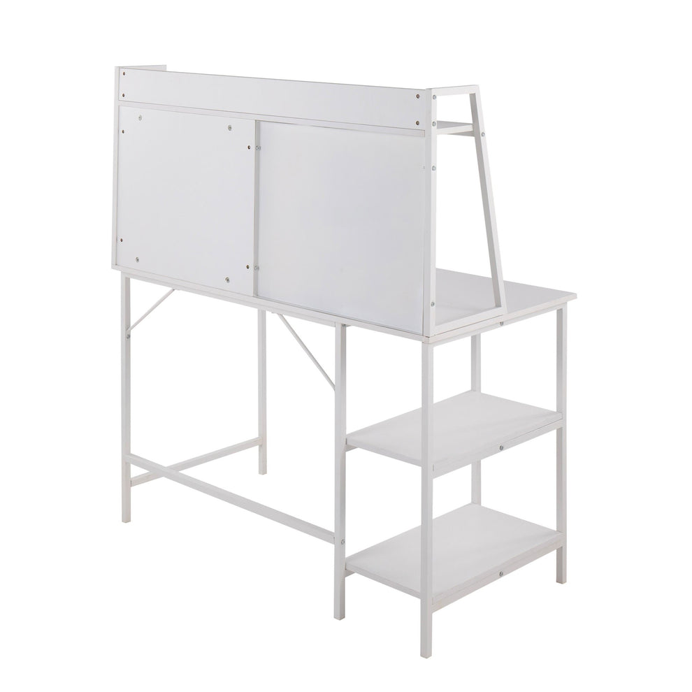 Geo Shelf Contemporary Desk in Black Steel and Natural Wood By LumiSource | Desks | Modishstore - 12
