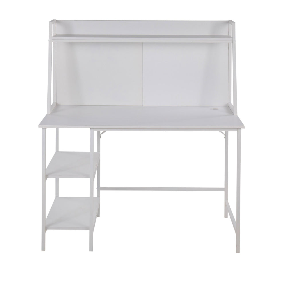 Geo Shelf Contemporary Desk in Black Steel and Natural Wood By LumiSource | Desks | Modishstore - 14