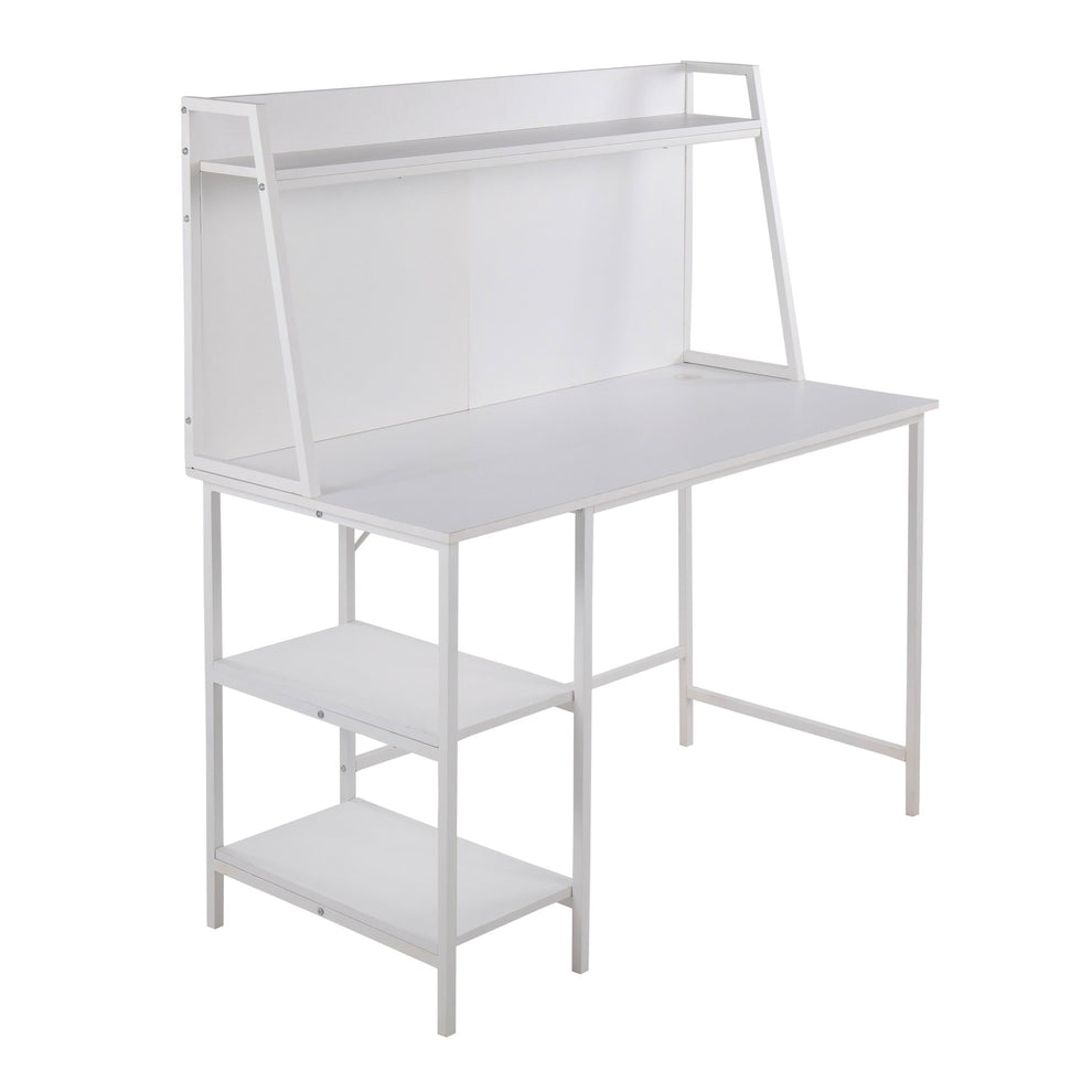Geo Shelf Contemporary Desk in Black Steel and Natural Wood By LumiSource | Desks | Modishstore - 8