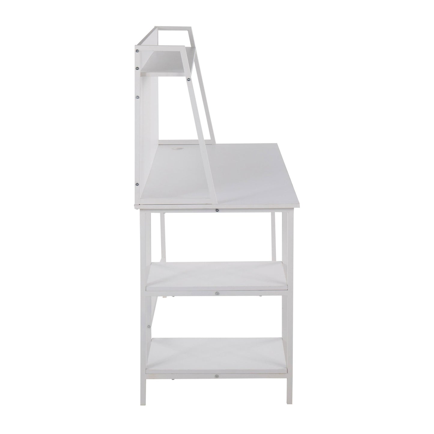 Geo Shelf Contemporary Desk in Black Steel and Natural Wood By LumiSource | Desks | Modishstore - 11