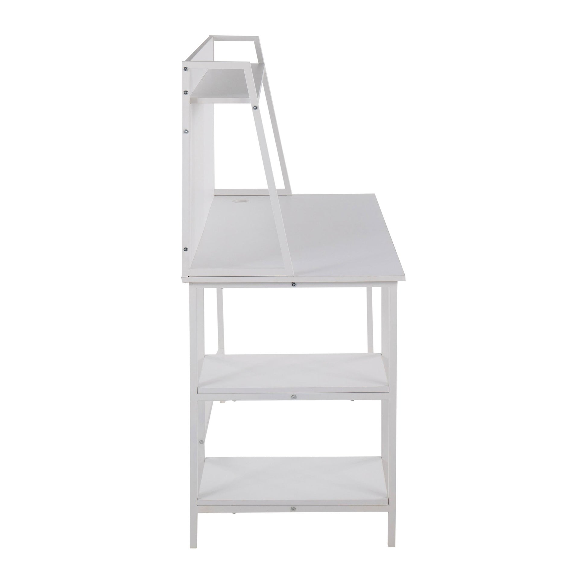 Geo Shelf Contemporary Desk in Black Steel and Natural Wood By LumiSource | Desks | Modishstore - 11