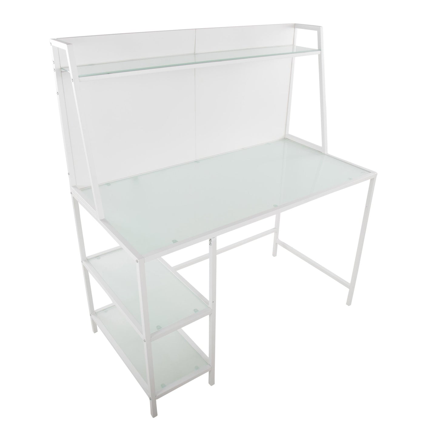 Geo Tier Contemporary Desk in Black Metal and Clear Glass By LumiSource | Desks | Modishstore - 9