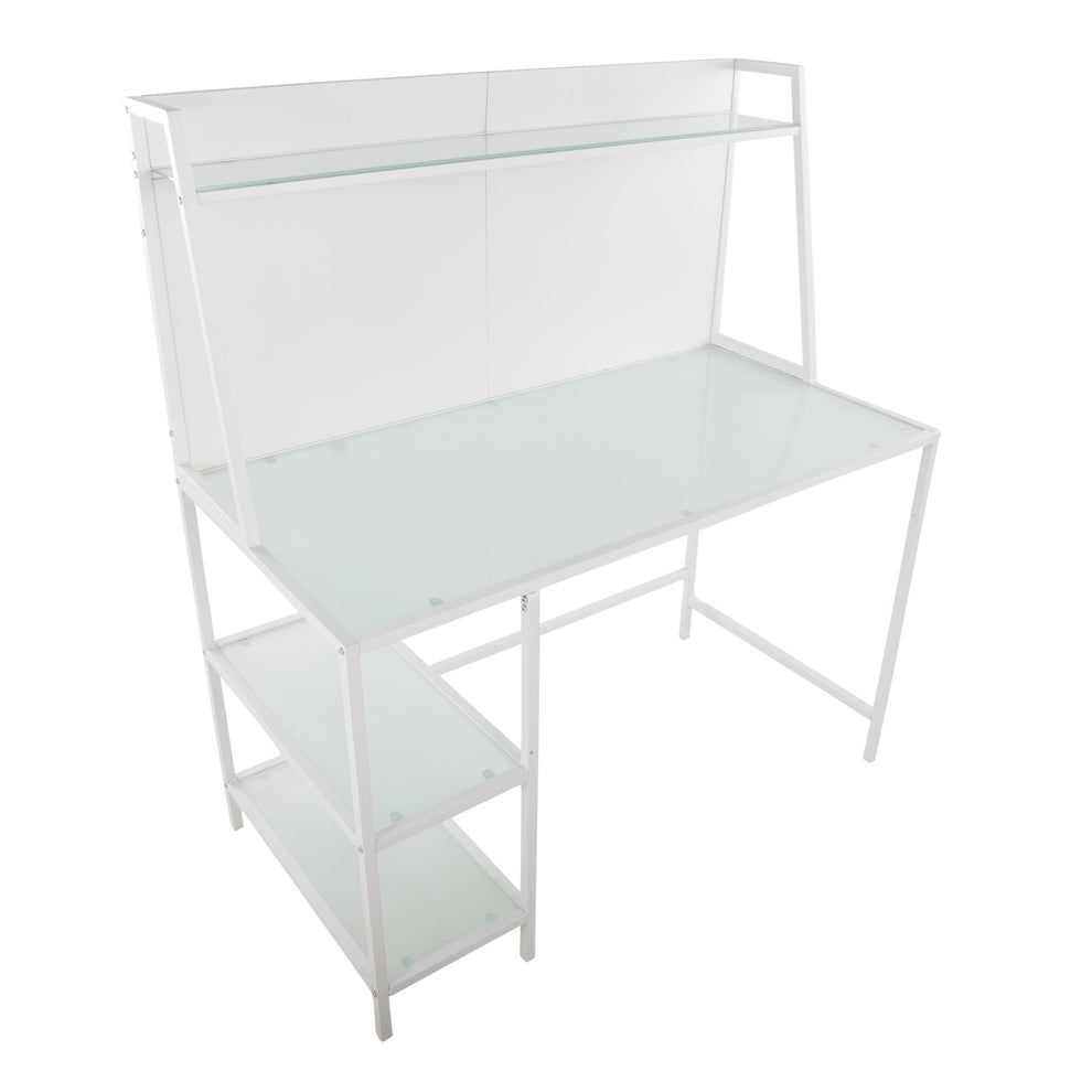 Geo Tier Contemporary Desk in Black Metal and Clear Glass By LumiSource | Desks | Modishstore - 9