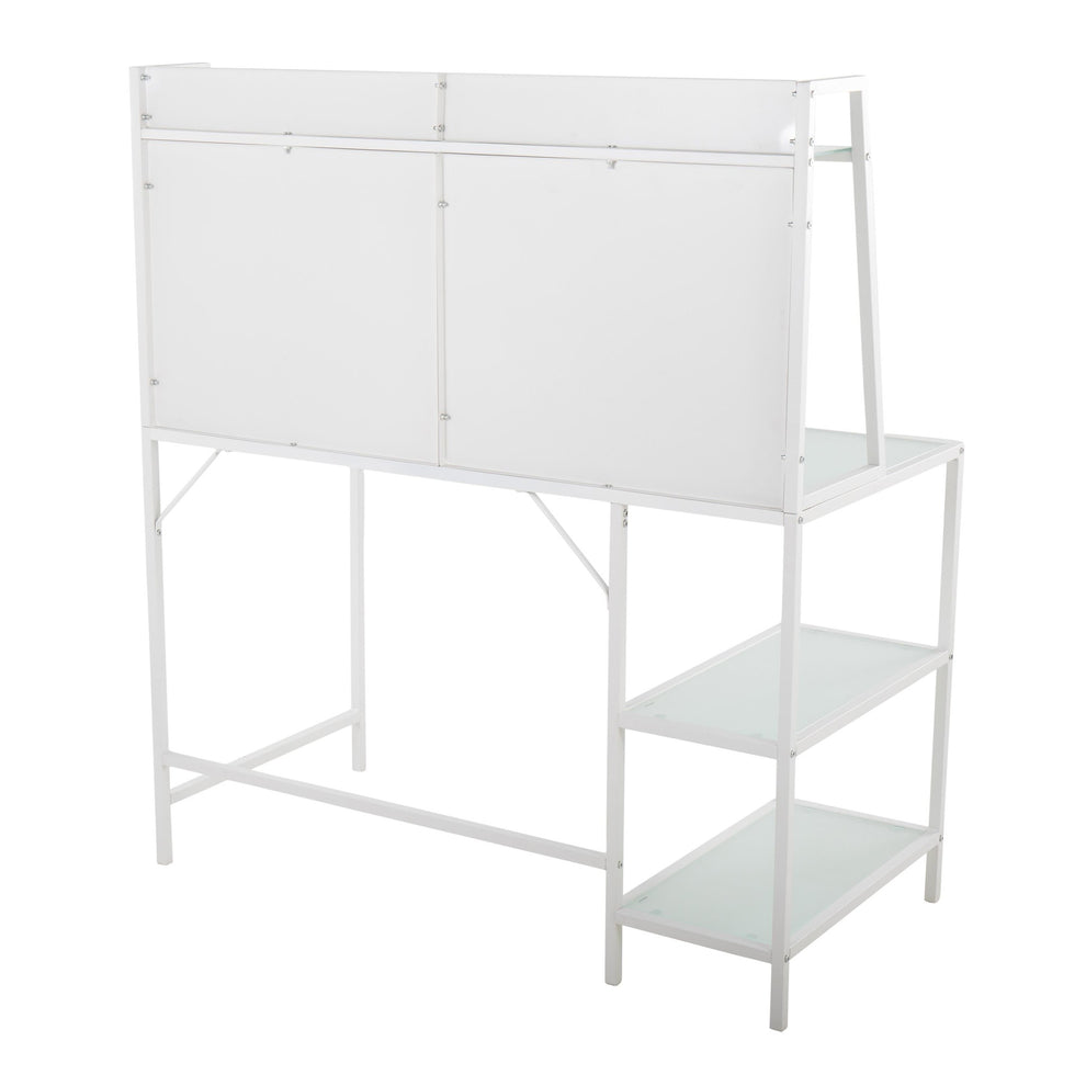 Geo Tier Contemporary Desk in Black Metal and Clear Glass By LumiSource | Desks | Modishstore - 12