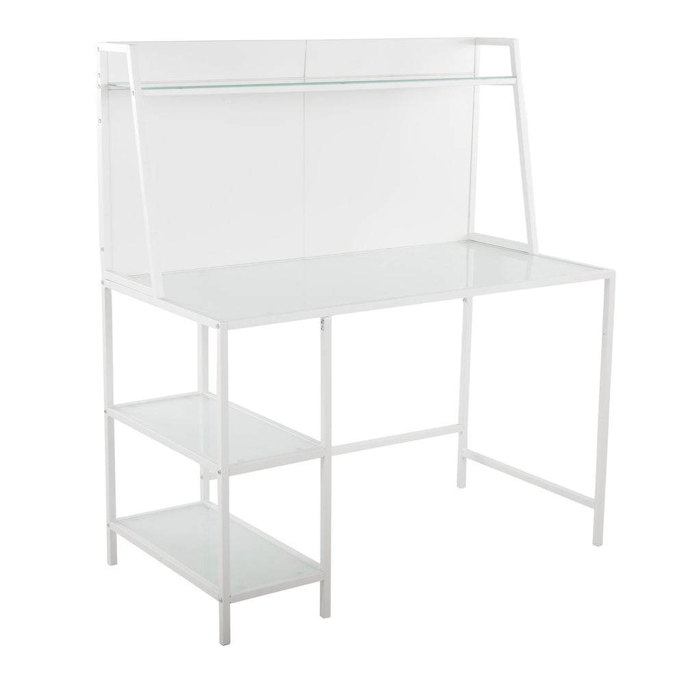 Geo Tier Contemporary Desk in Black Metal and Clear Glass By LumiSource | Desks | Modishstore - 8