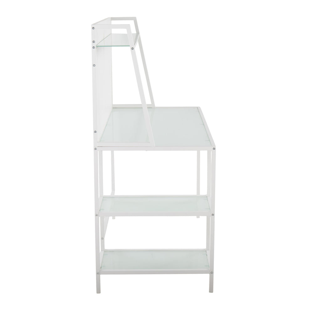 Geo Tier Contemporary Desk in Black Metal and Clear Glass By LumiSource | Desks | Modishstore - 11