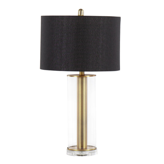 Glacier Contemporary/Glam Table Lamp in Gold Metal and Clear Glass with Black Linen Shade By LumiSource | Table Lamps | Modishstore