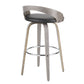 Grotto 30" Mid-Century Modern Fixed Height Barstool with Swivel in Light Grey Wood and Black Faux Leather By LumiSource - Set of 2 | Bar Stools | Modishstore - 11
