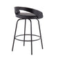 Grotto Claire Fixed-Height Counter Stool with Swivel in Black Steel, Black Wood, and Black Faux Leather with Black Footrest By LumiSource - Set of 2 | Counter Stools | Modishstore - 9