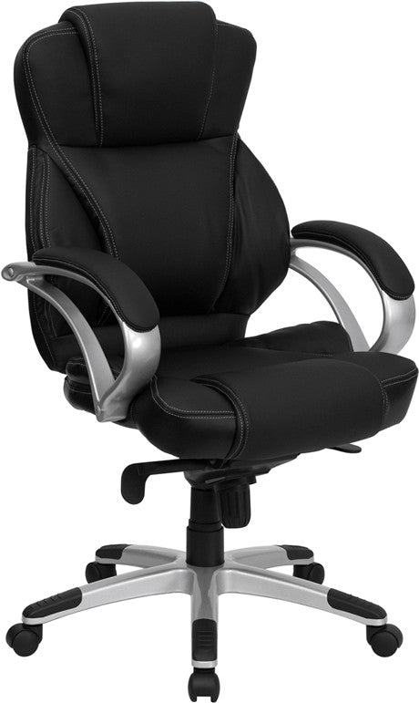 Flash Furniture H-9626L-2-GG High Back Black Leather Executive Swivel Office Chair | Office Chairs | Modishstore