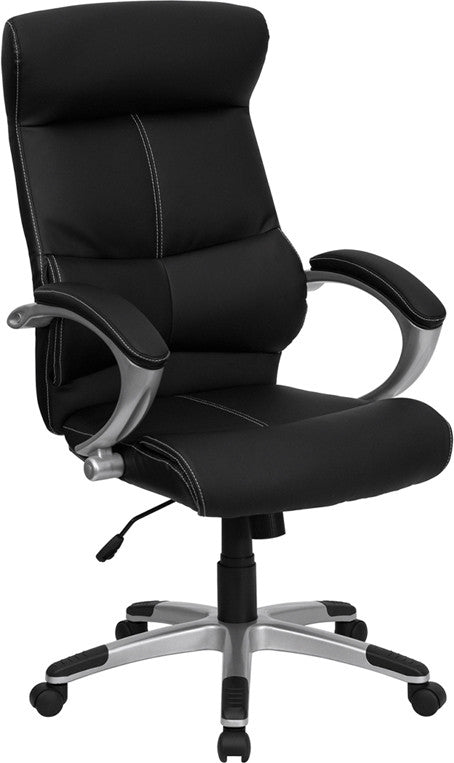 Flash Furniture H-9637L-1C-HIGH-GG High Back Black Leather Executive Swivel Office Chair | Office Chairs | Modishstore