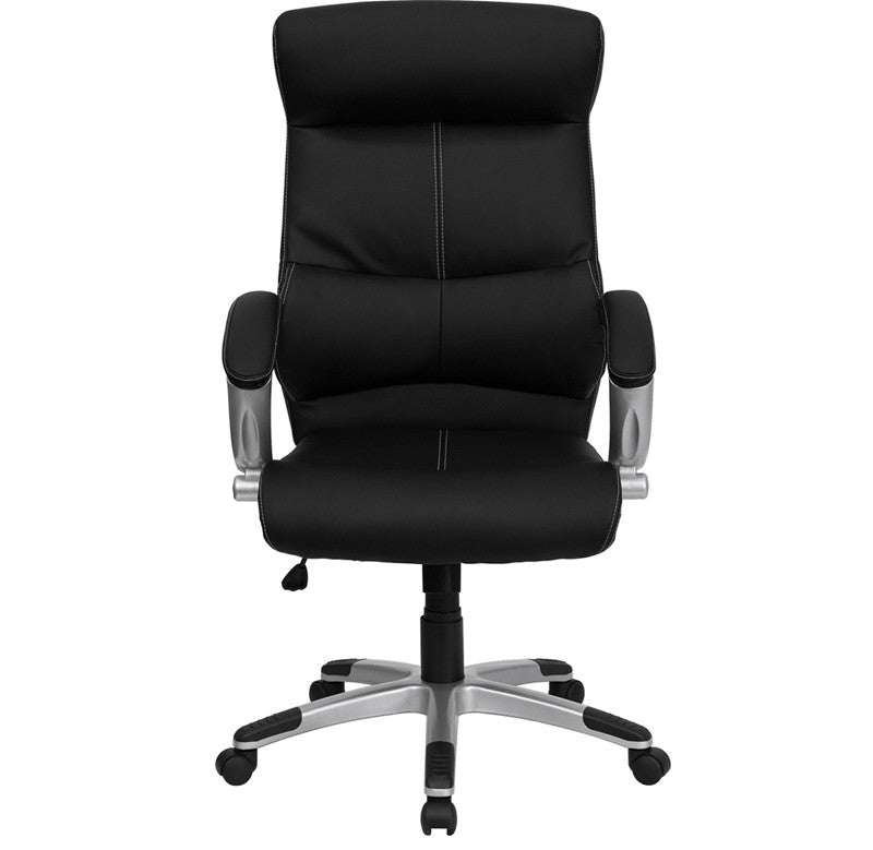 Flash Furniture H-9637L-1C-HIGH-GG High Back Black Leather Executive Swivel Office Chair | Office Chairs | Modishstore-2