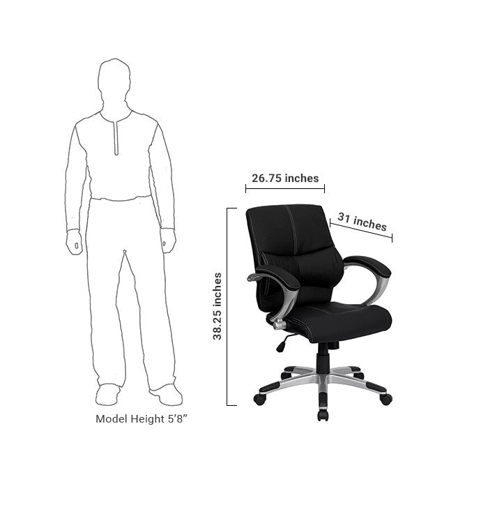 Flash Furniture Mid-Back Black Leather Contemporary Swivel Manager'S Chair | Office Chairs | Modishstore - 5