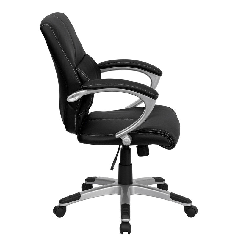 Flash Furniture Mid-Back Black Leather Contemporary Swivel Manager'S Chair | Office Chairs | Modishstore - 4