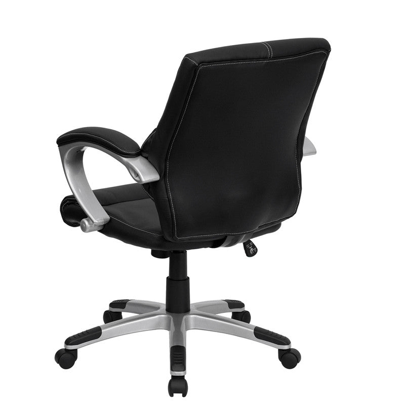 Flash Furniture Mid-Back Black Leather Contemporary Swivel Manager'S Chair | Office Chairs | Modishstore - 3
