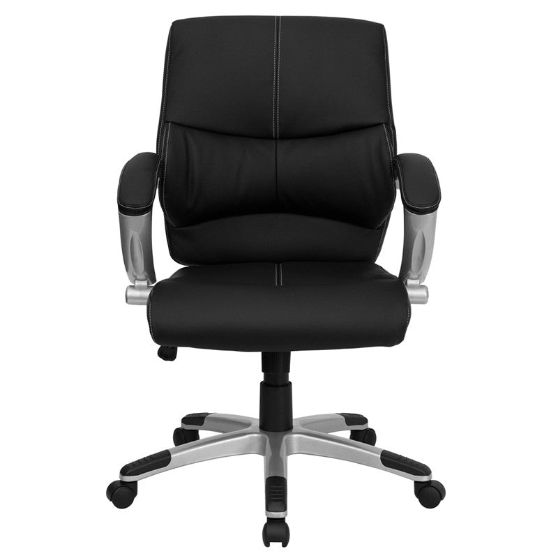 Flash Furniture Mid-Back Black Leather Contemporary Swivel Manager'S Chair | Office Chairs | Modishstore - 2