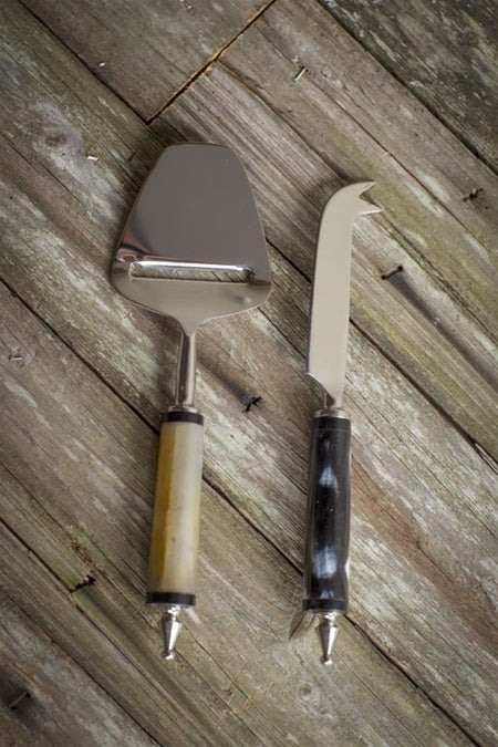 Vagabond Vintage Set of 2 Horn Cheese Knives | Modishstore | Kitchen Accessories