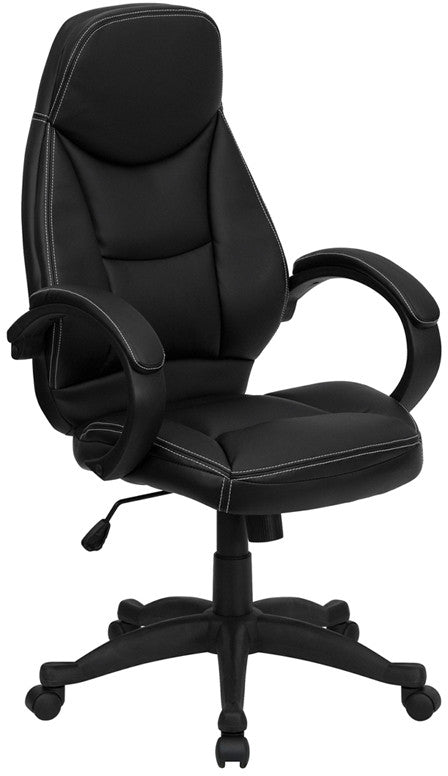 Flash Furniture H-HLC-0005-HIGH-1B-GG High Back Black Leather Executive Office Chair | Office Chairs | Modishstore