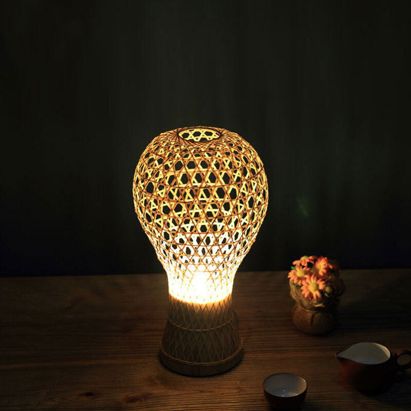 Bamboo Wicker Rattan Nest Table Lamp By Artisan Living-4