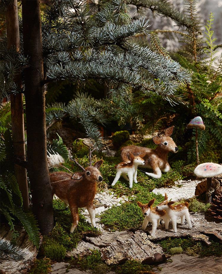Roost Deer Family Felt Ornaments - Set Of 3